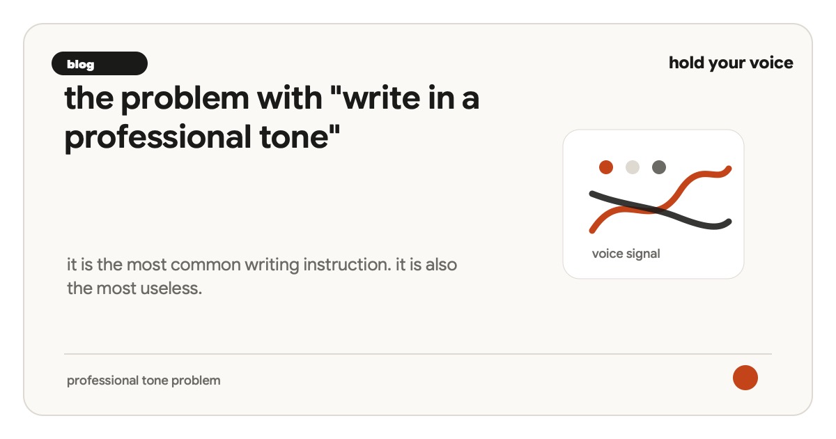 the problem with "write in a professional tone"